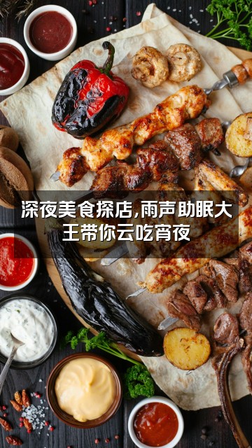 抖音雨声助眠(大王)视频封面：深夜美食探店，雨声助眠大王带你云吃宵夜